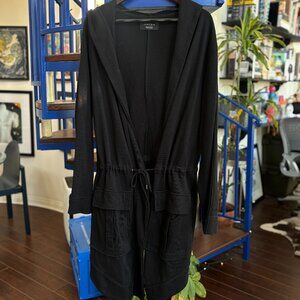 Zara Man Black Hooded Knit Coat Size L